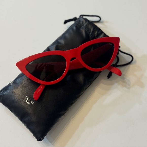 Celine Accessories - Celine Red Retro-Inspired Sunglasses with Dark Lenses